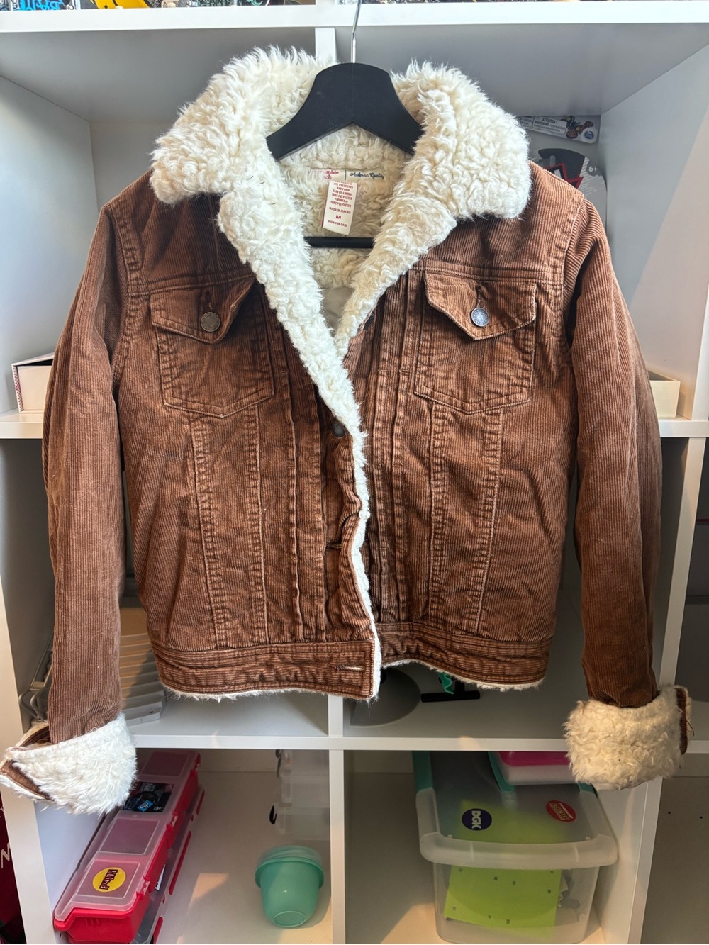 Abercrombie & Fitch Tan Corduroy Jacket with Cream Sherpa Lining